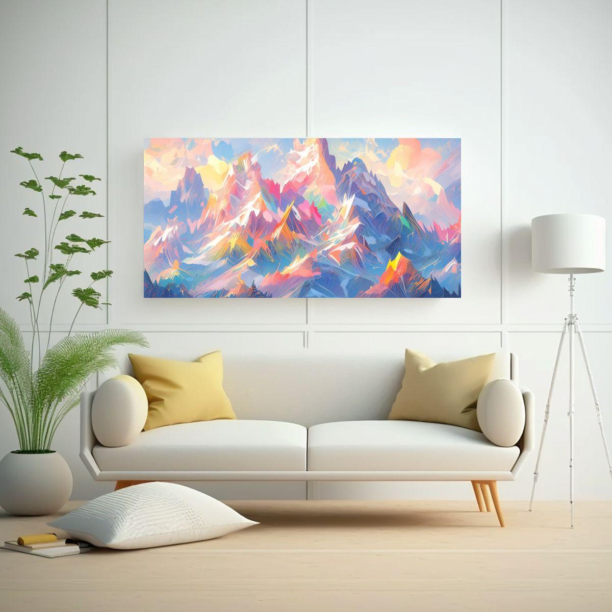 Paisaje Montañas Famosas Y Arcoíris Con Turquesa 100x50cm-2