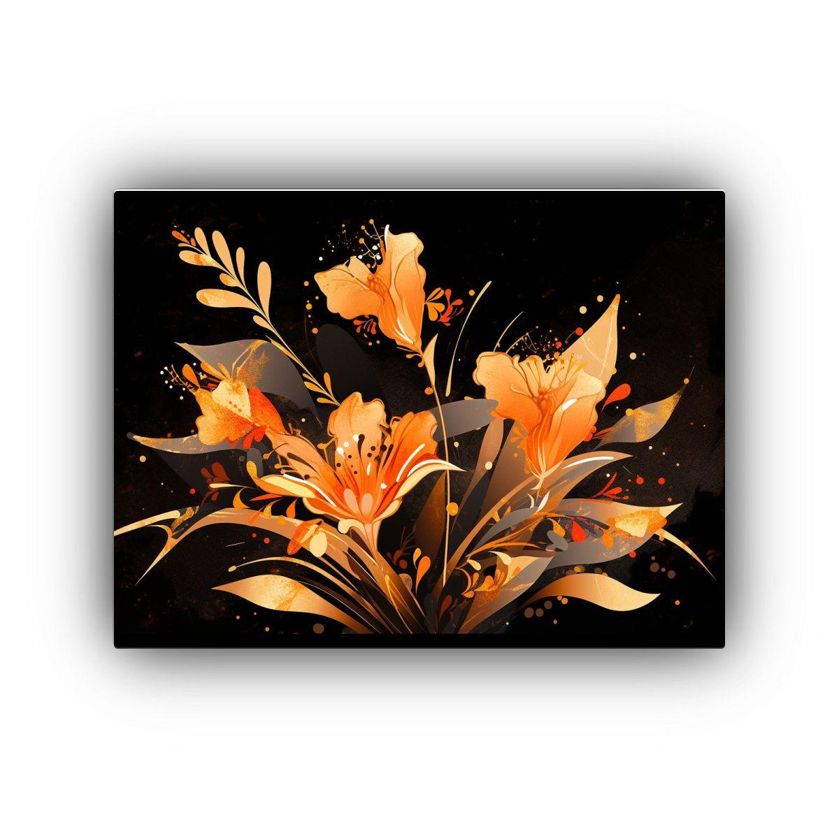 Cuadro Imagen Multicolor Neonoir Con Colores Naranja Y Oro 90x60cm-0