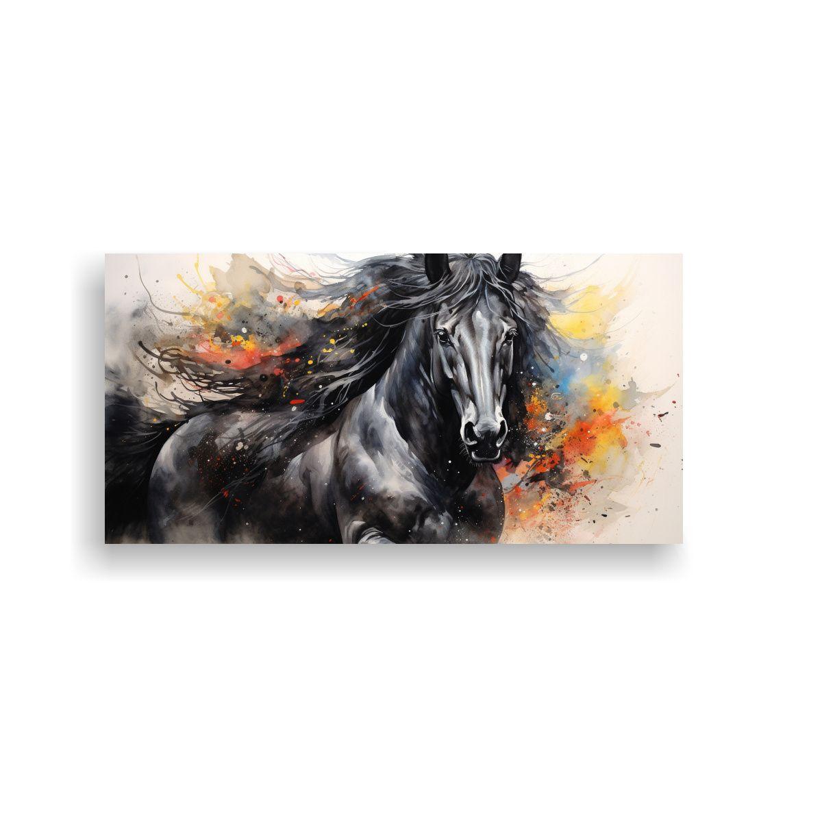 Pintura Estilo Acuarela Colorida De Un Caballo Fri 120x60cm-0