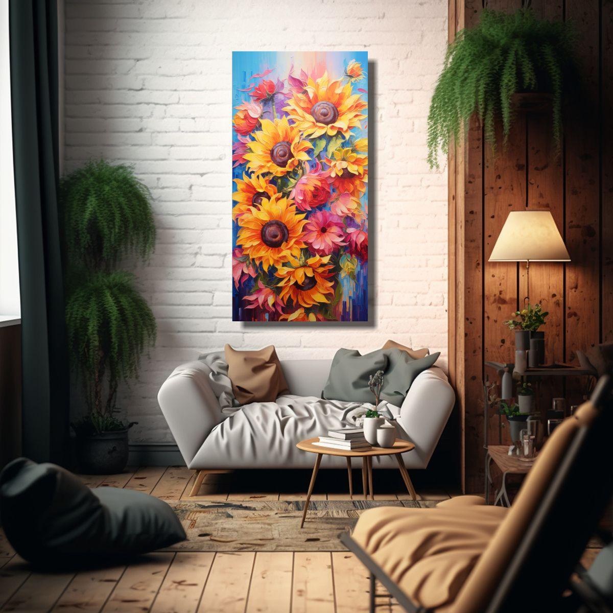 Pintura En Bastidor Colores Del Arcoíris 70x140cm-2