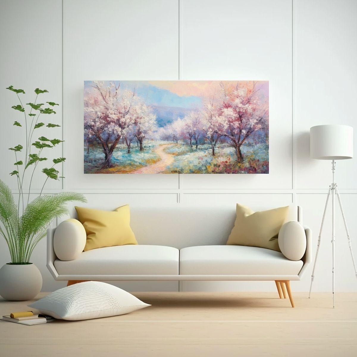 Cuadro De Manzanal Estilo Juvenil Sobre Lienzo En 120x60cm-2