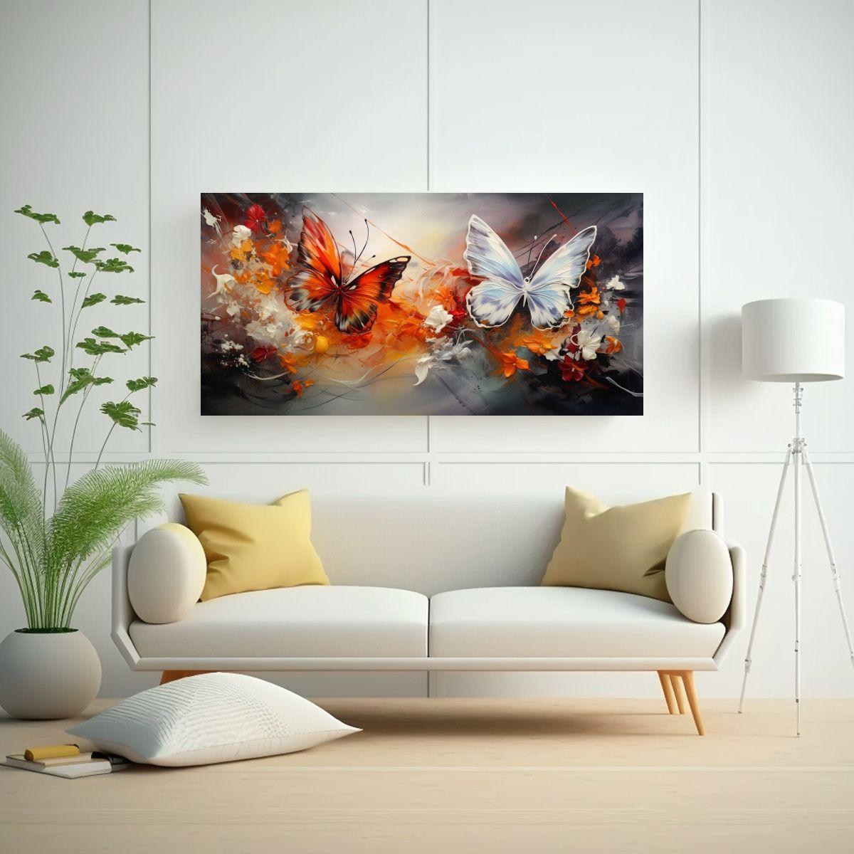 Pintura Lienzo Mariposas Abstractas: Minimalismo 80x40cm-2