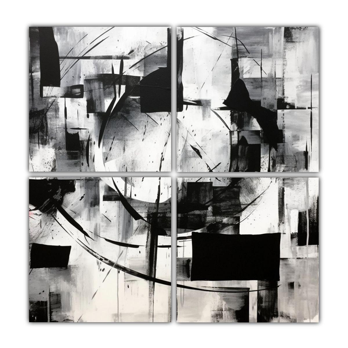 Cuatro Telas En Bastidor Modernos Escenario Arte 140x140 Cm-0