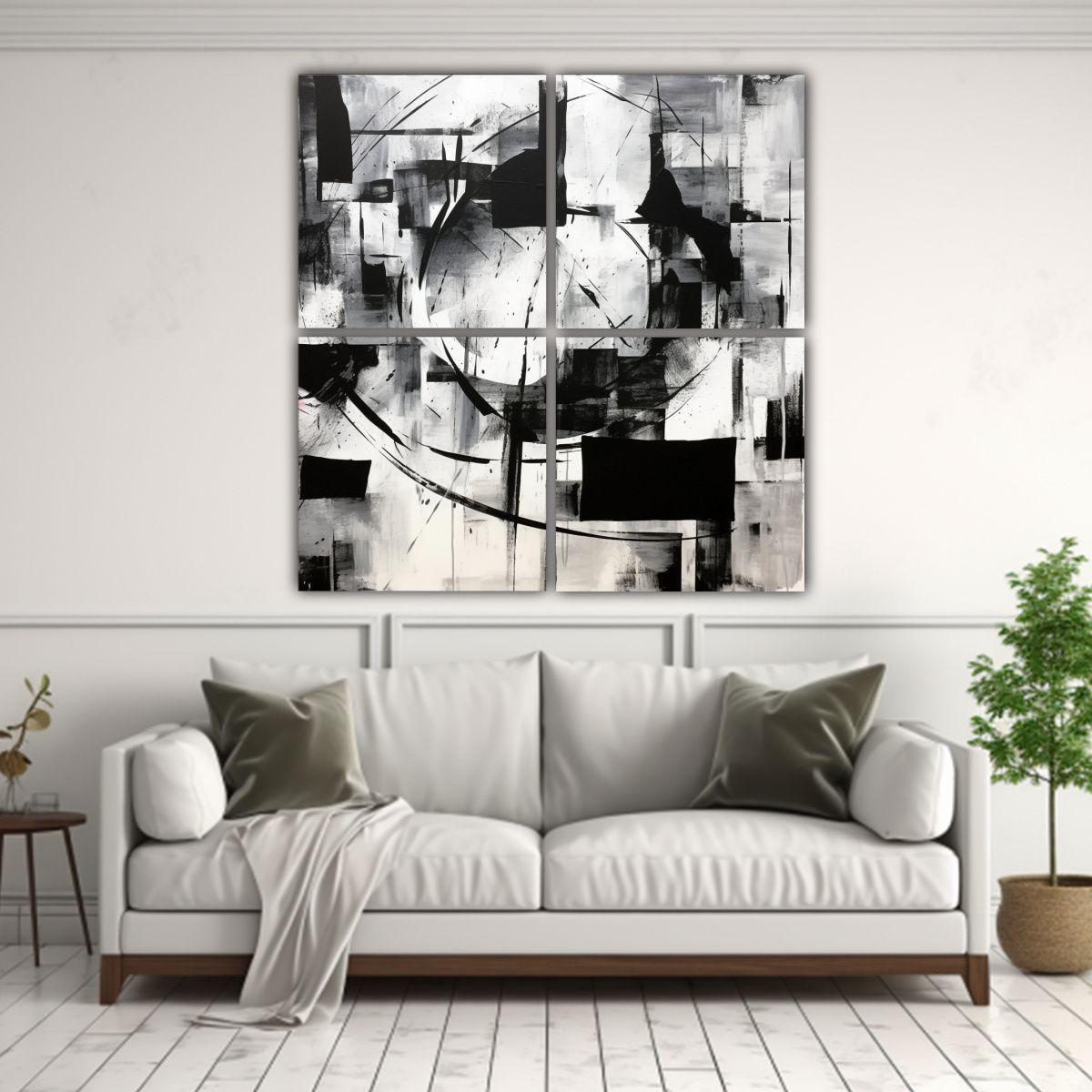 Cuatro Telas En Bastidor Modernos Escenario Arte 140x140 Cm-2