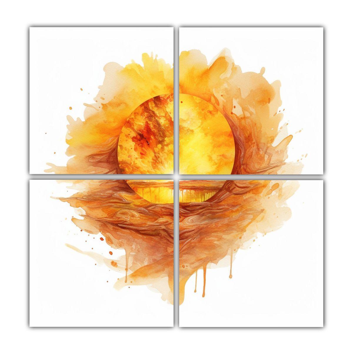 Cuatro Lienzos Conceptuales Del Sol Pintado 120x120 Cm-0