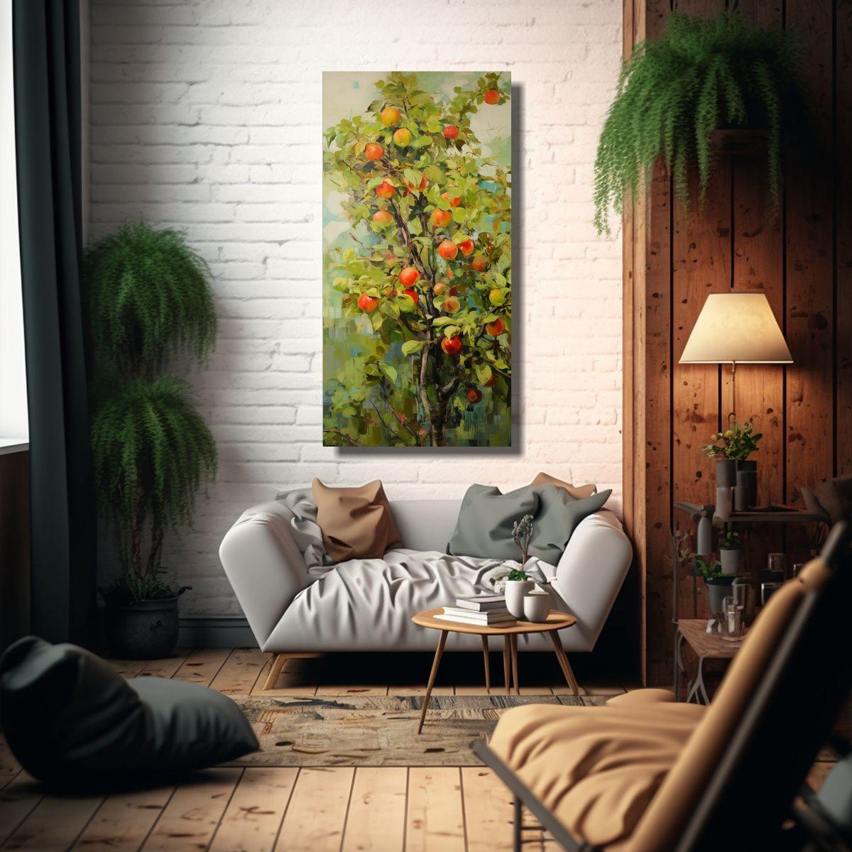Pintura Abstracta De árboles Frutales En Estilo 50x100cm-2