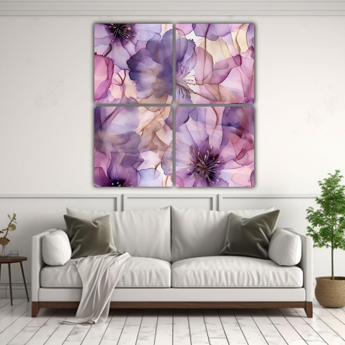 Cuatro Canvas Finas Lineas Salon HDC Alcohol Ink 60x60 Cm-2