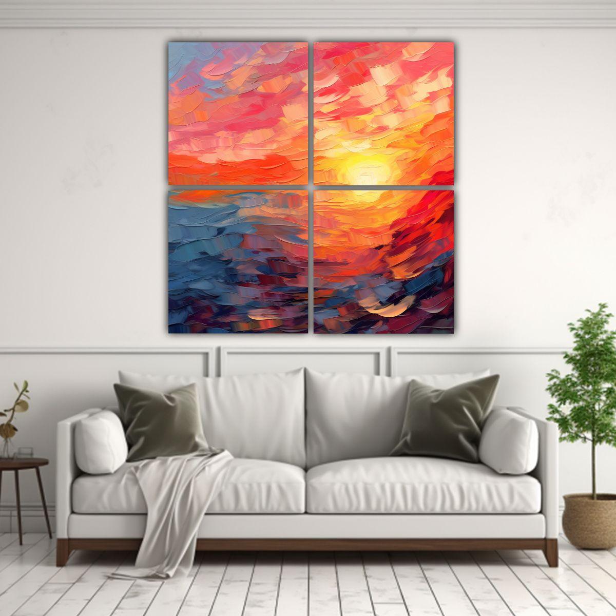 Pinturas Decorativas Abstractas: Cuadriptico 60x60 Cm-2