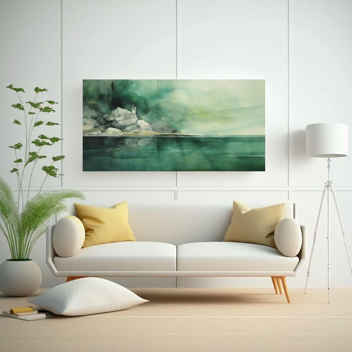 Pintura Lienzo Tema Street Art Con Acuarela Verde 140x70cm-2