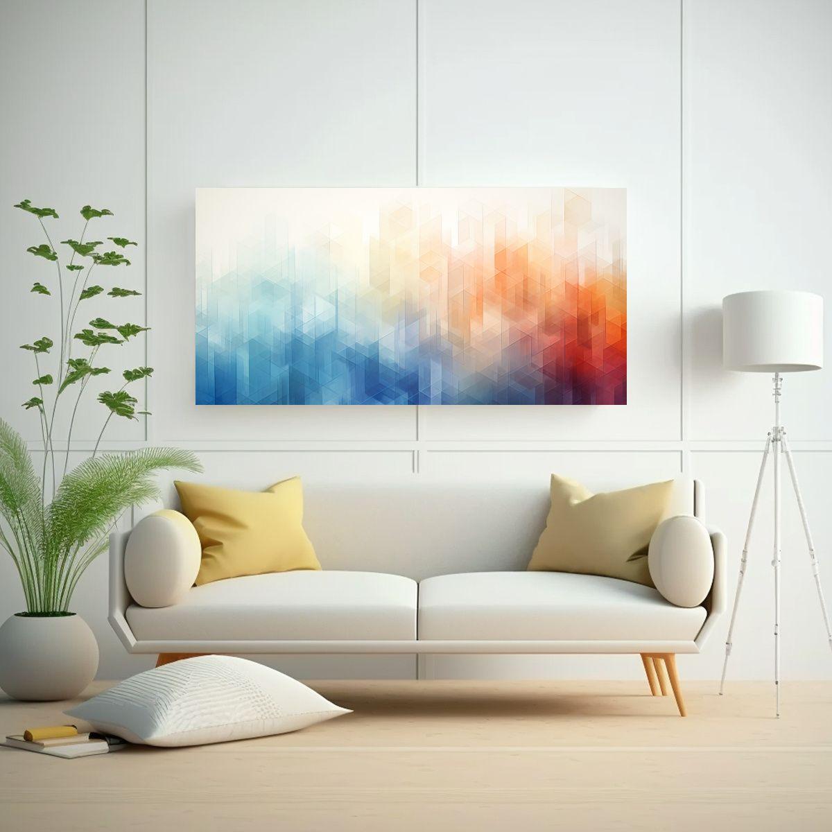 Cuadro Abstracto Geométrico De Líneas Finas En 100x50cm-2