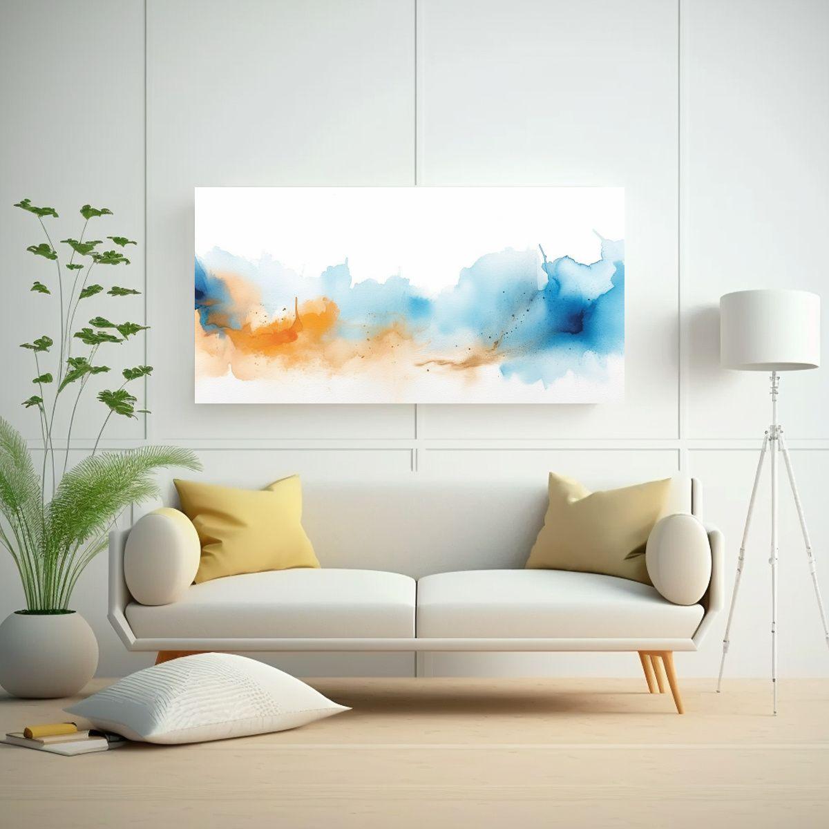 Fondo Acuarela Azul Y Naranja Estilo Pinturas 140x70cm-2