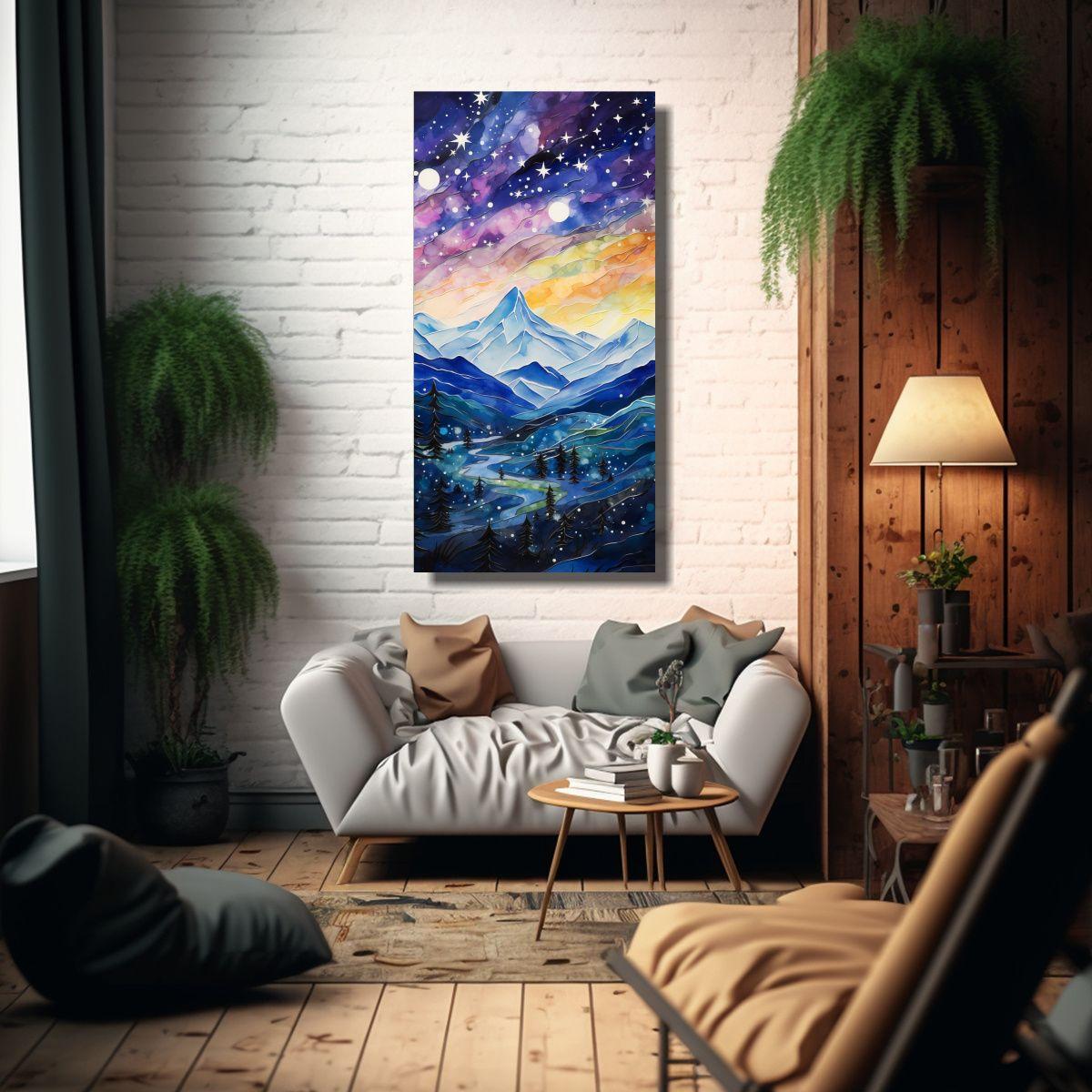 Cuadro Decorativo De Tela Con Paisaje De Montaña 20x40cm-2