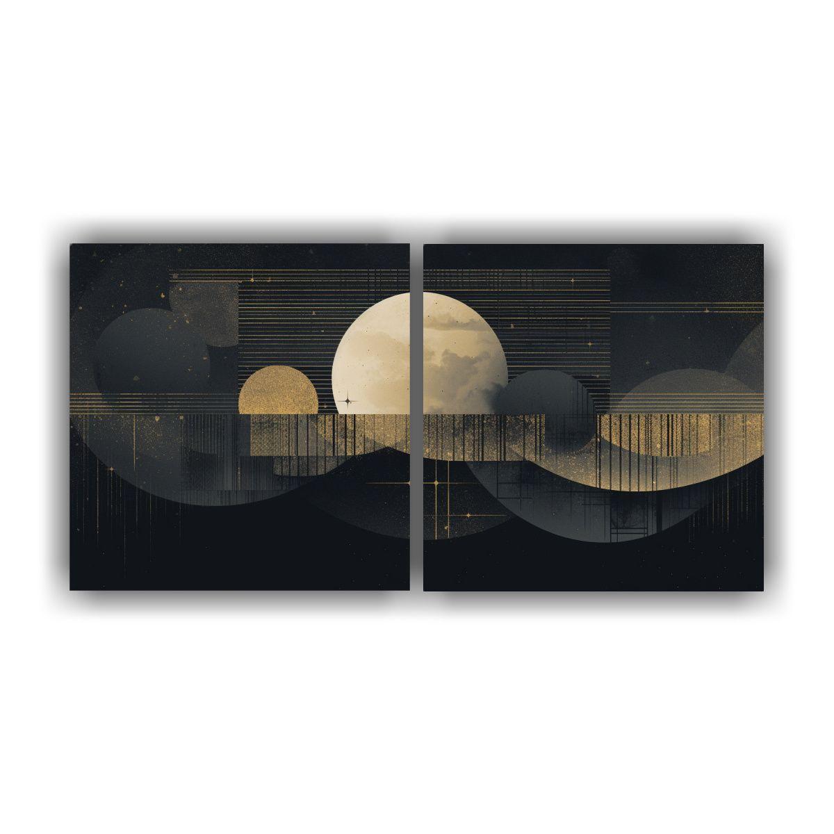 Luna Dorada Enmarcada Estilo Monocromático 80x40 Cm-0