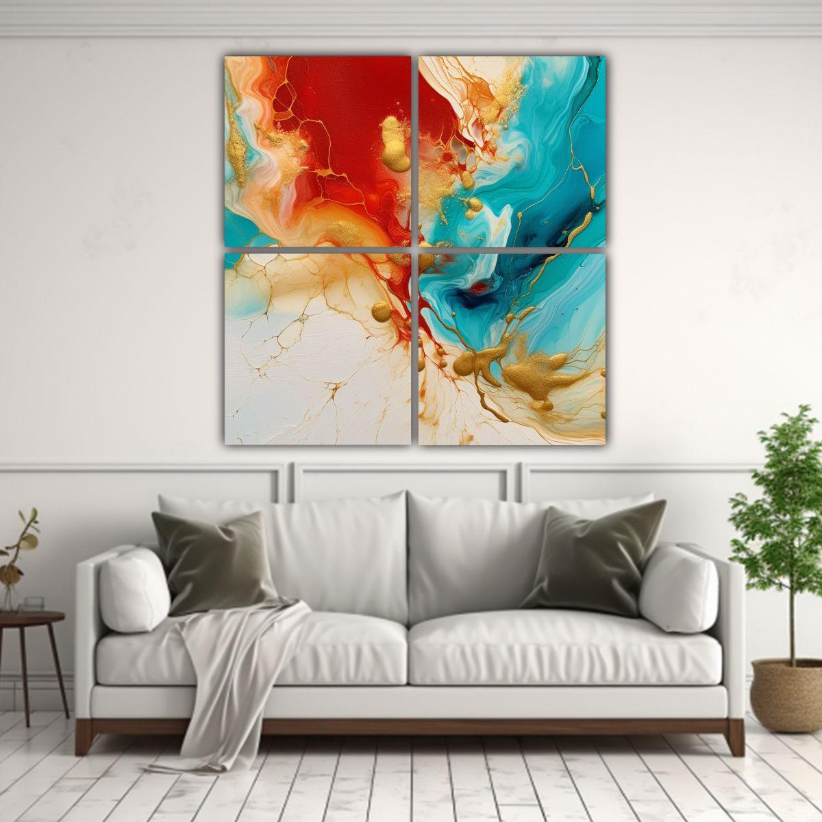 Cuatro Composición Expresión Reflejo Pintura 60x60 Cm-2