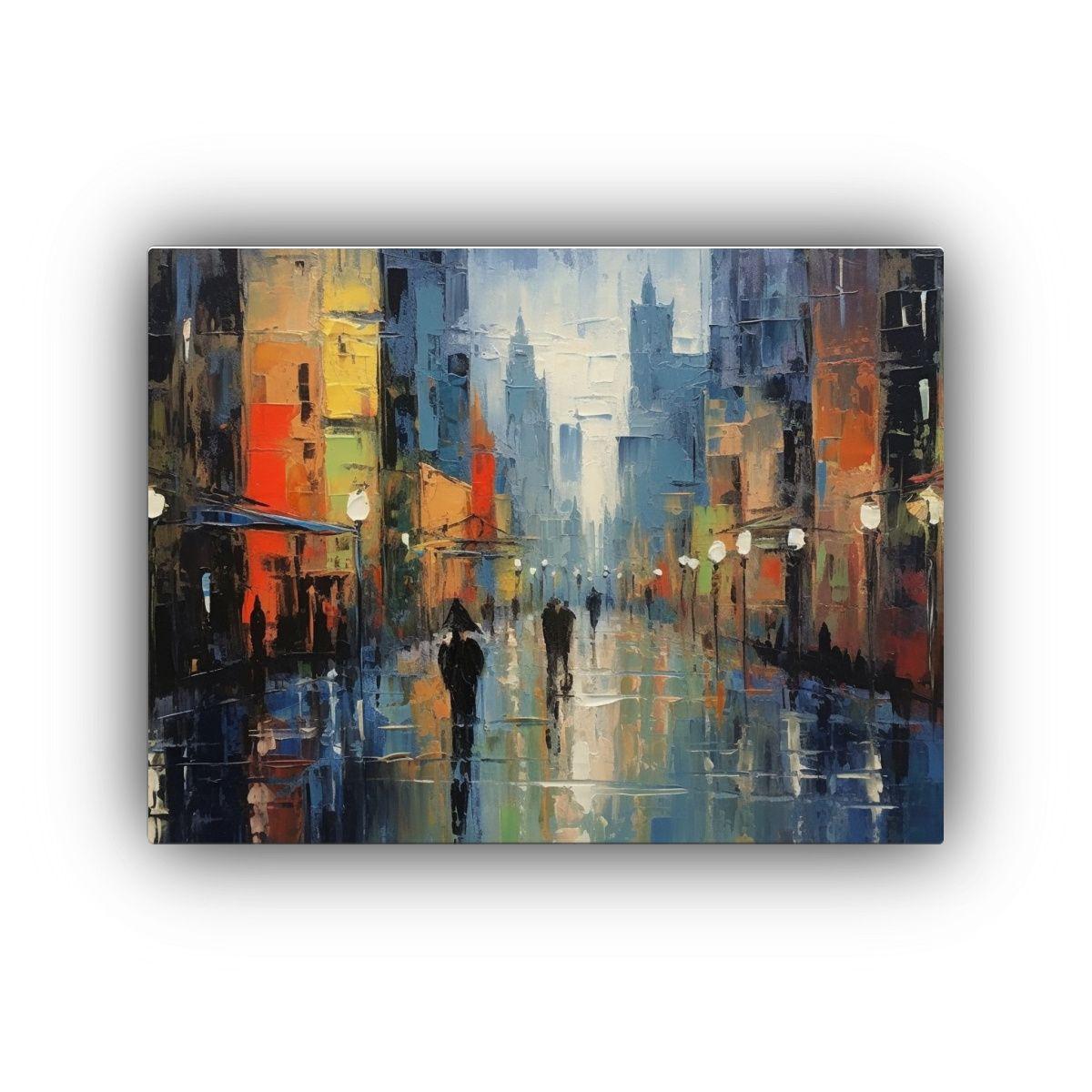 Pintura Abstracta Reflejo Azul Rojo Verde Amarillo Para Deco 50x40cm-0