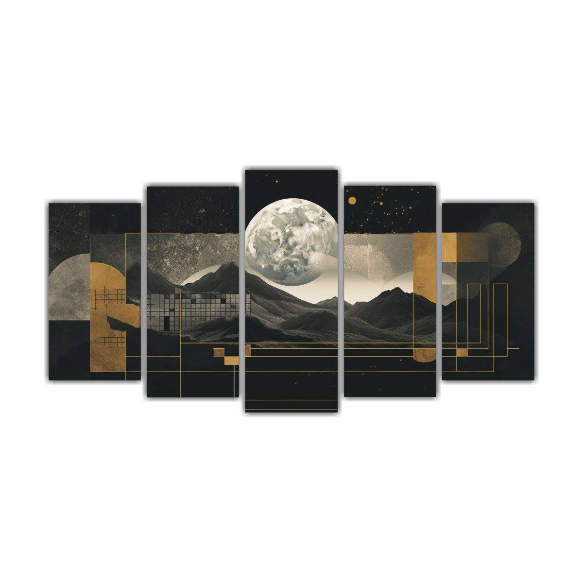 Pintura Decorativa Estilo Monocromático Luna 150x75 Cm-0