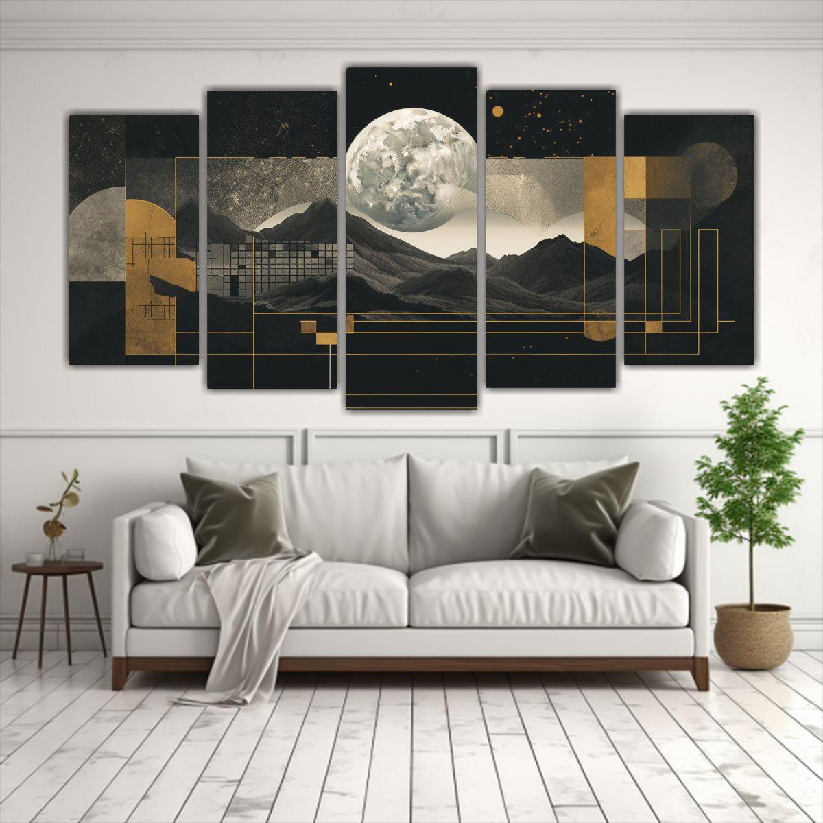 Pintura Decorativa Estilo Monocromático Luna 150x75 Cm-2
