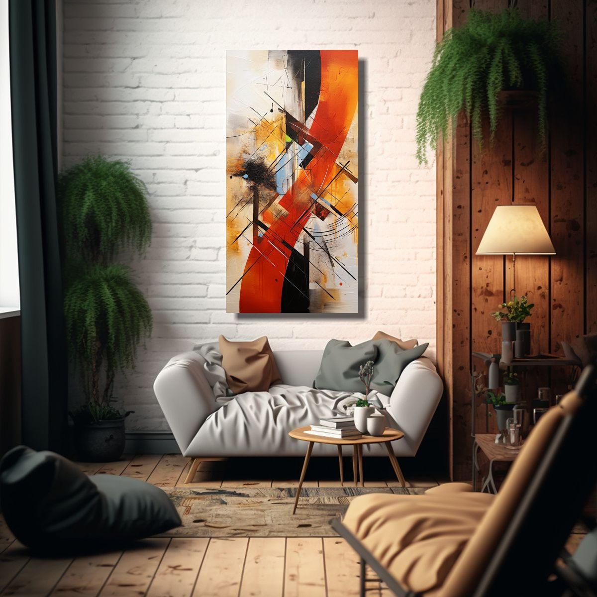 Cuadro Abstracto En Intenso Estilo De Decoración 70x140cm-2