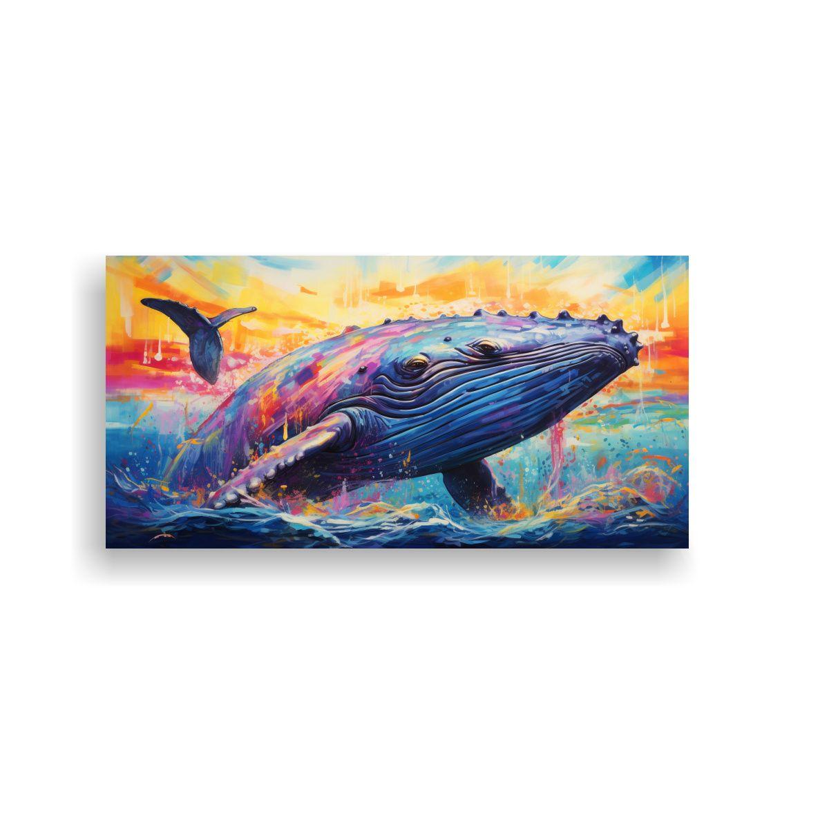 Lienzo Vanguardia Ballena Jorobada Pintura Al Esti 60x30cm-0