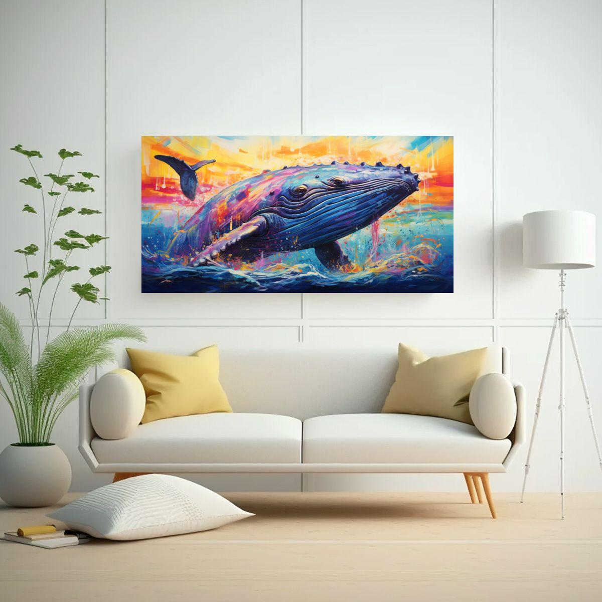 Lienzo Vanguardia Ballena Jorobada Pintura Al Esti 60x30cm-2