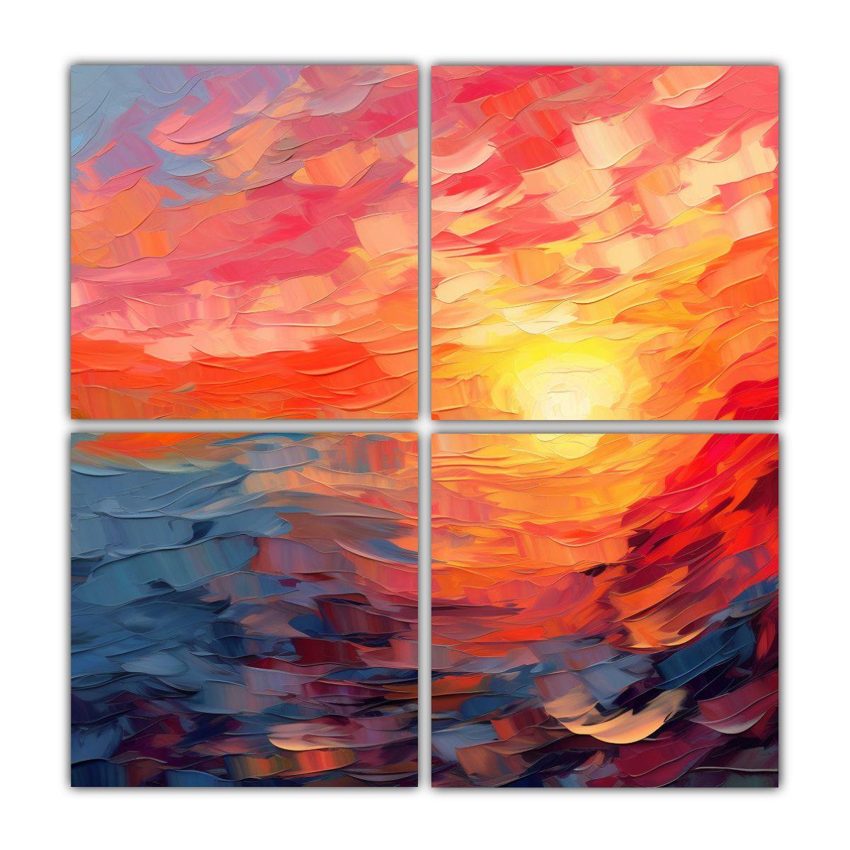 Pinturas Decorativas Abstractas: Cuadriptico 80x80 Cm-0