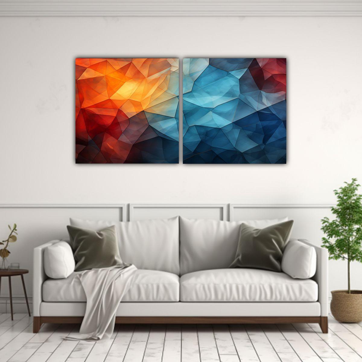 Dos Cuadros De Tela Composición Duradero Fondos 140x70 Cm-2