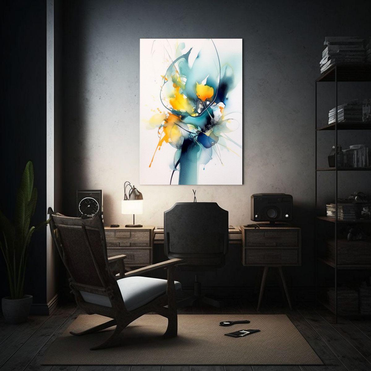 Pintura Abstracta Composición Colores Espacio 30x45 Cm-2