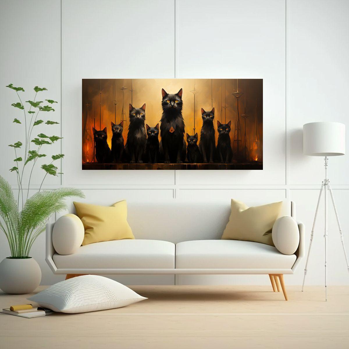 Pinturas De Decoración De Gatos Negros 160x80cm-2