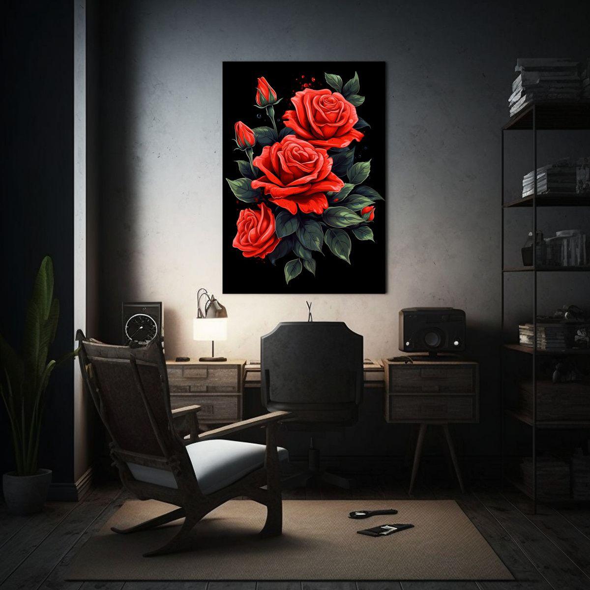 Pintura Abstracta De Lienzo Con Ramo De Rosas 60x90 Cm-2