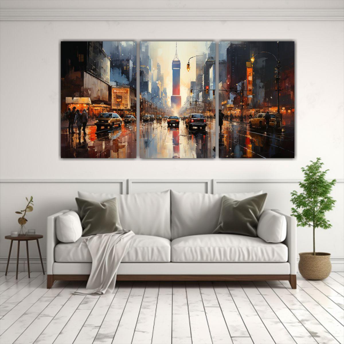 Cuadro Decorativo Paisaje Manhattan Time Square 240x120 Cm-2