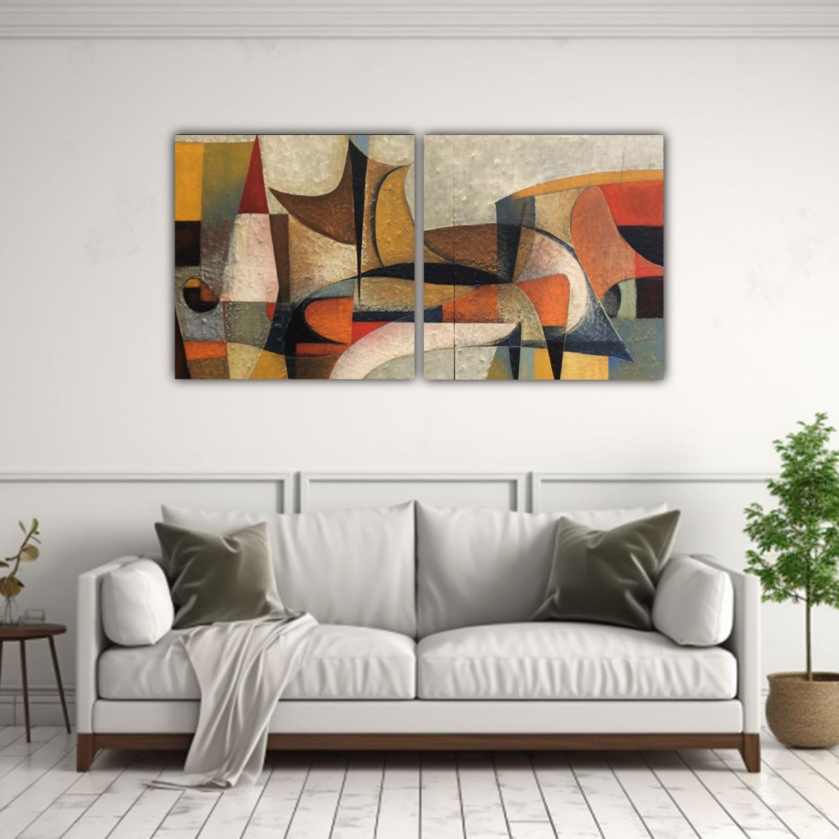 Díptico Decorativo Juveniles Pintura Al óleo 100x50 Cm-2