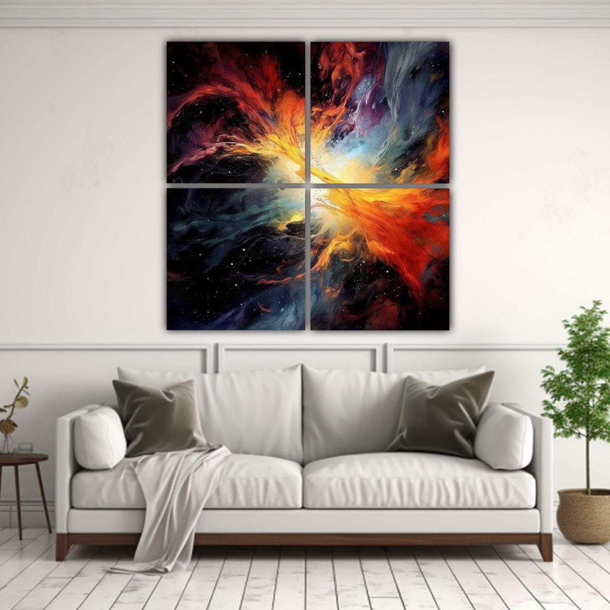 Cuadros Abstractos Universo Negro Y Blanco 160x160 Cm-2