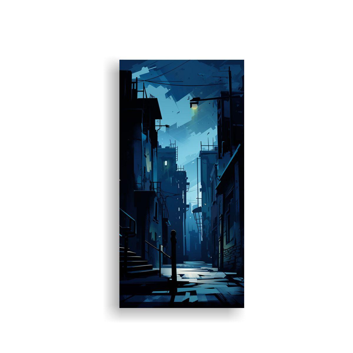 Pintura Decorativa Abstracta De Escena Urbana 30x60cm-0