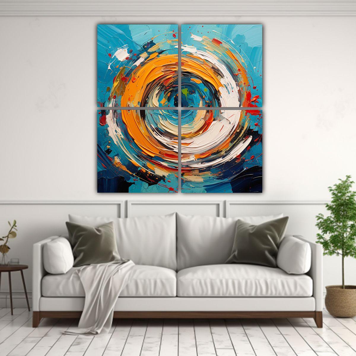 Lienzos Cuadrado Armonía Cromática Abstracta 180x180 Cm-2