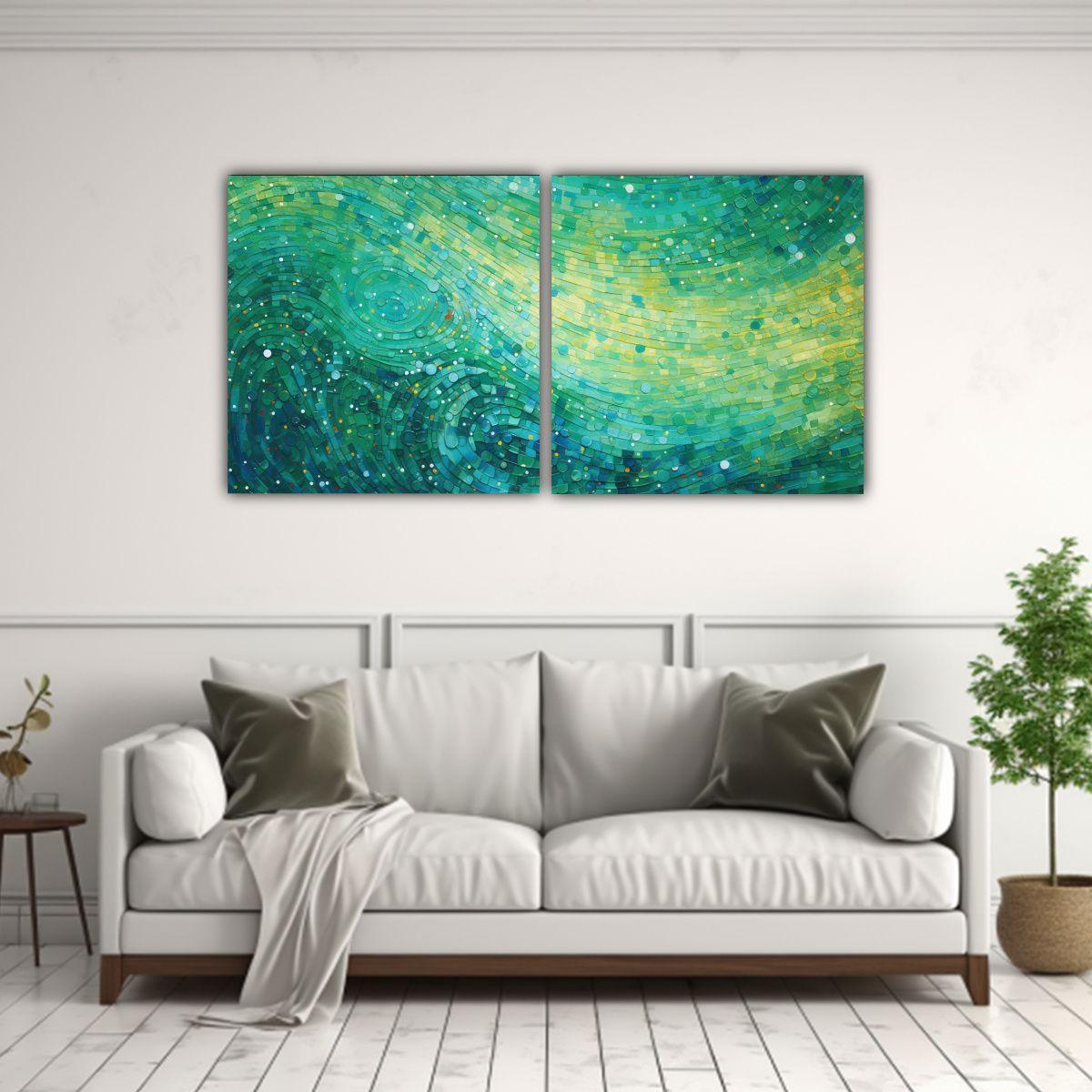 Set 2 Lienzos De Tela Conceptual Simetría Estilo 140x70 Cm-2