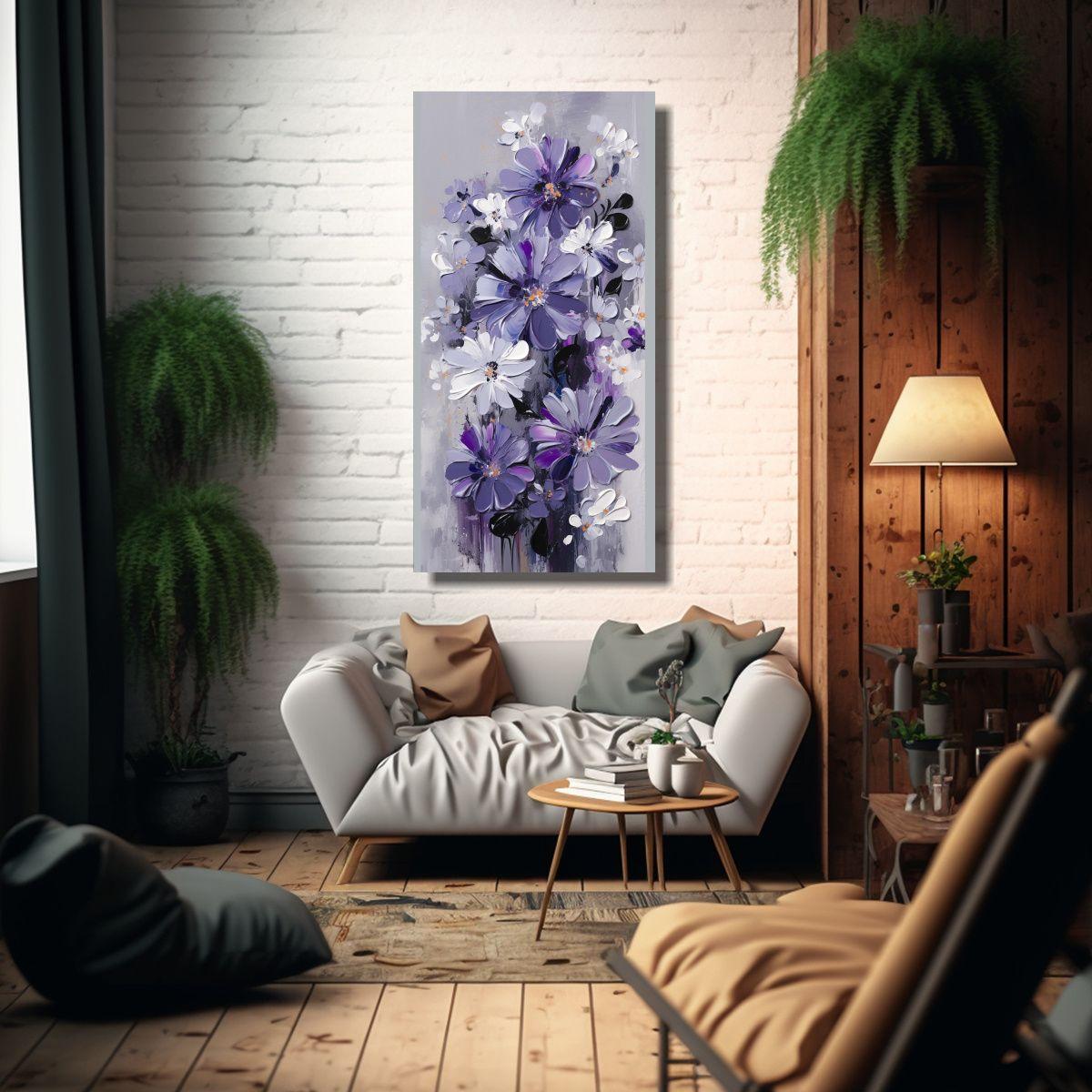 Cuadro Alta Calidad Ambiente Pintura De Flores En 50x100cm-2