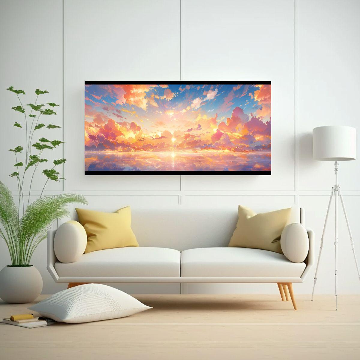 Pinturas De Decoración Con Cielos Al Amanecer Y A 100x50cm-2