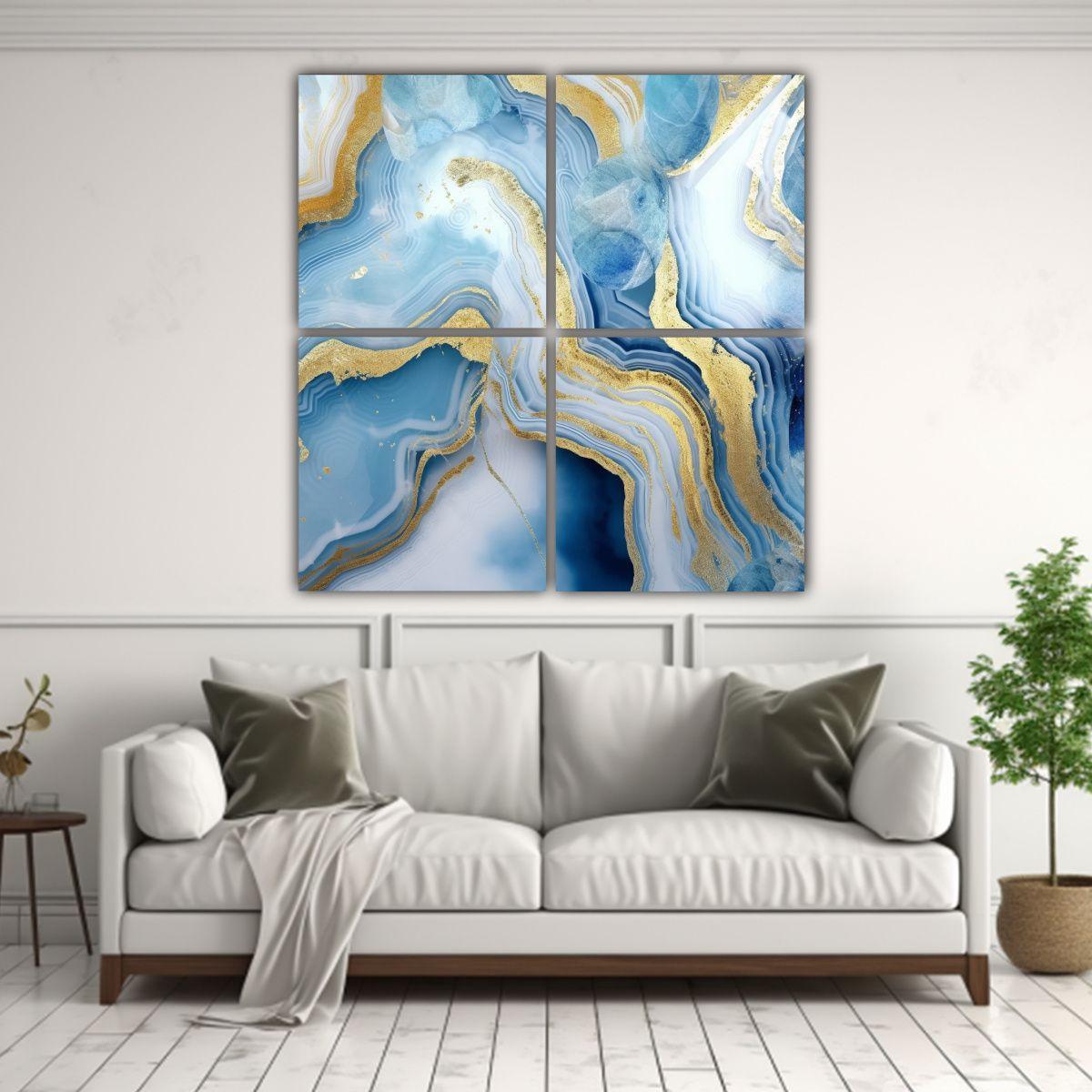 Cuatro Lienzos De Tela Forma Comedor Patrón De 80x80 Cm-2