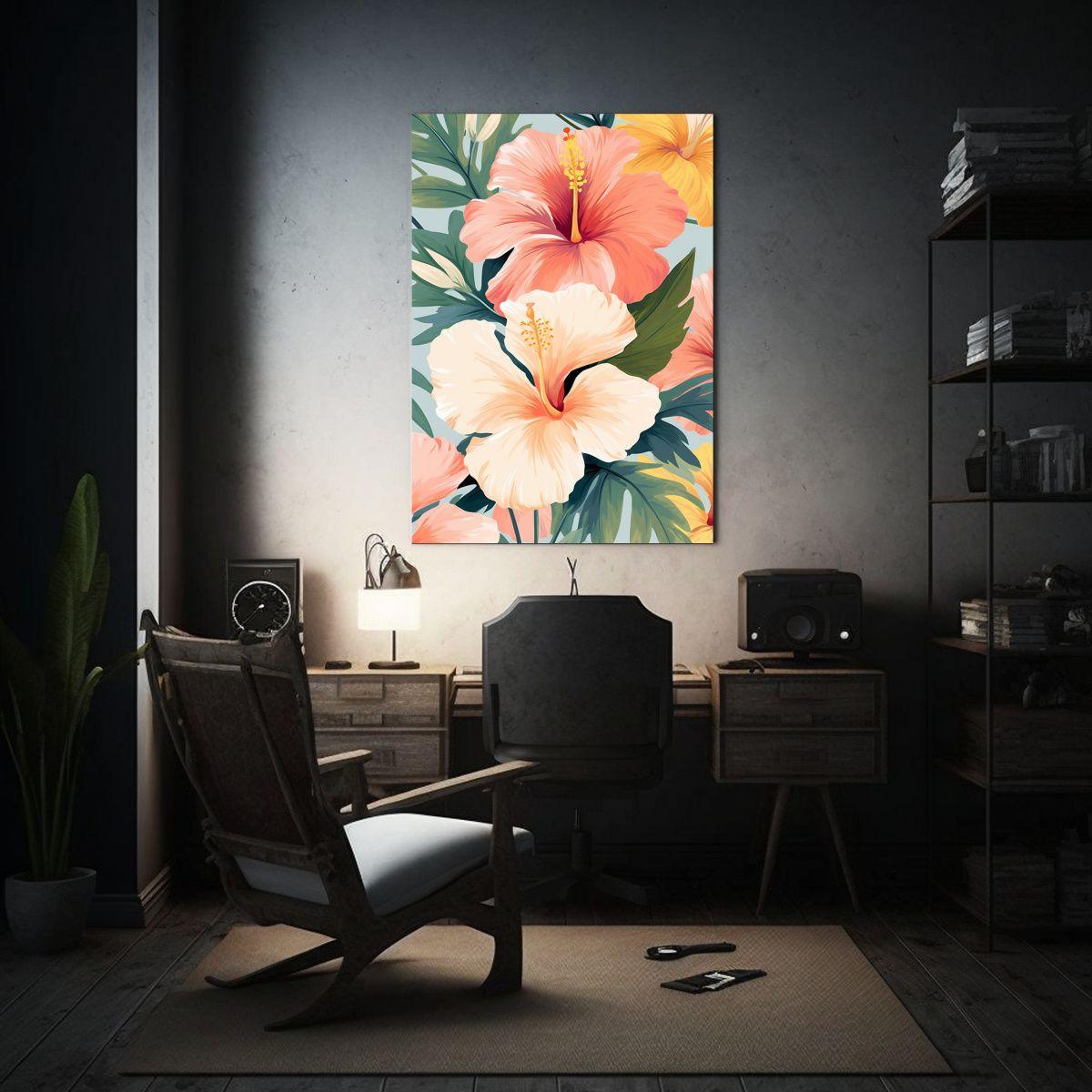 Cuadro Acuarela Ambiente Hibiscus Una Armoniosa 50x65cm-2