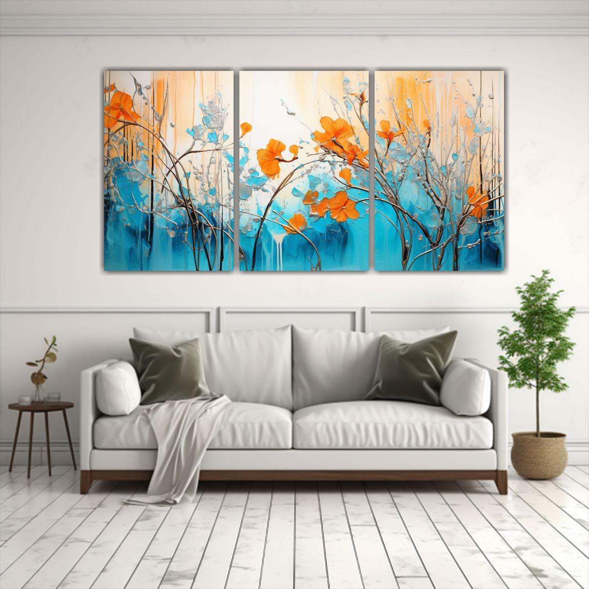 Pintura En Tonos Naranja Y Dorado Estilo Mágico 120x60 Cm-2