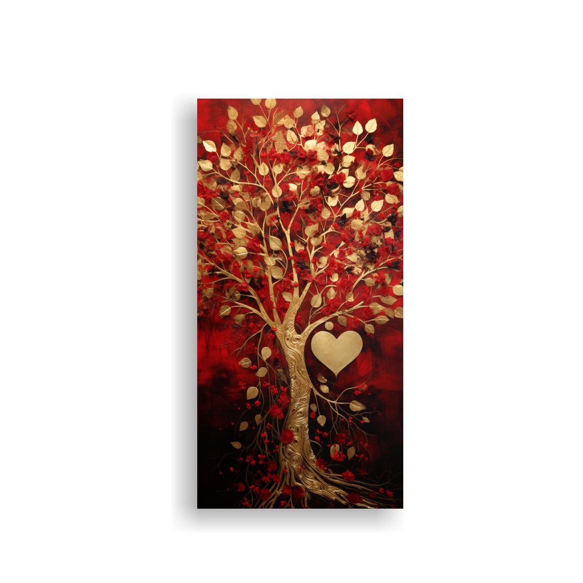 Arte De Pared Con Árbol En Rojo Y Oro 70x140cm-0