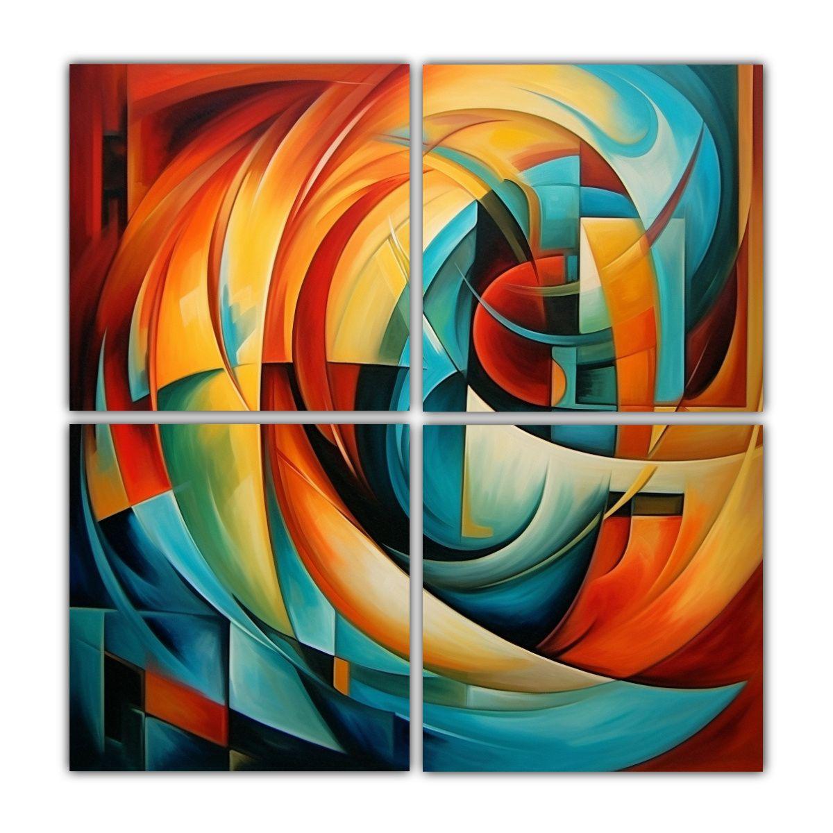 Pintura Abstracta Contemporánea Para Decoración 80x80 Cm-0