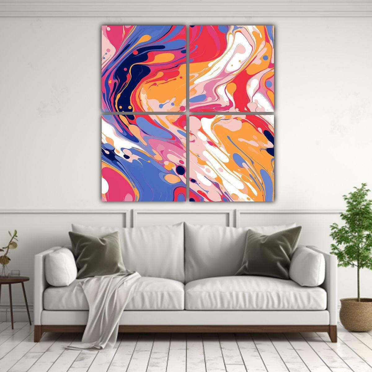 Pintura Abstracta Fluidart Para Decoración De 40x40 Cm-2