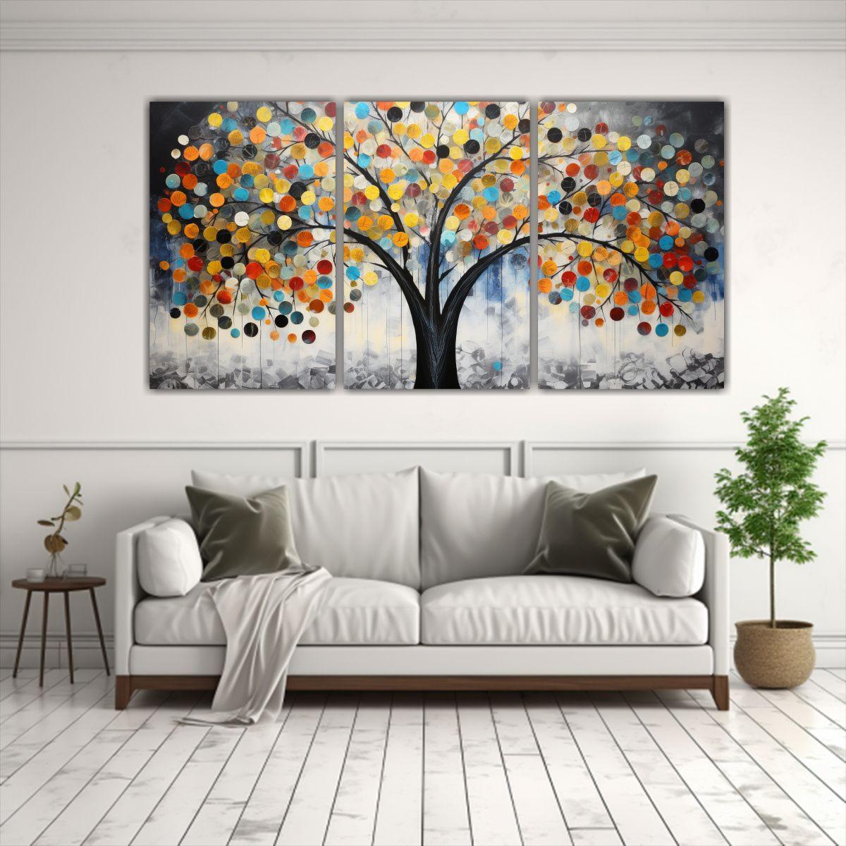 Pintura Decorativa Con Vibrantes Colores Y Plata 240x120 Cm-2