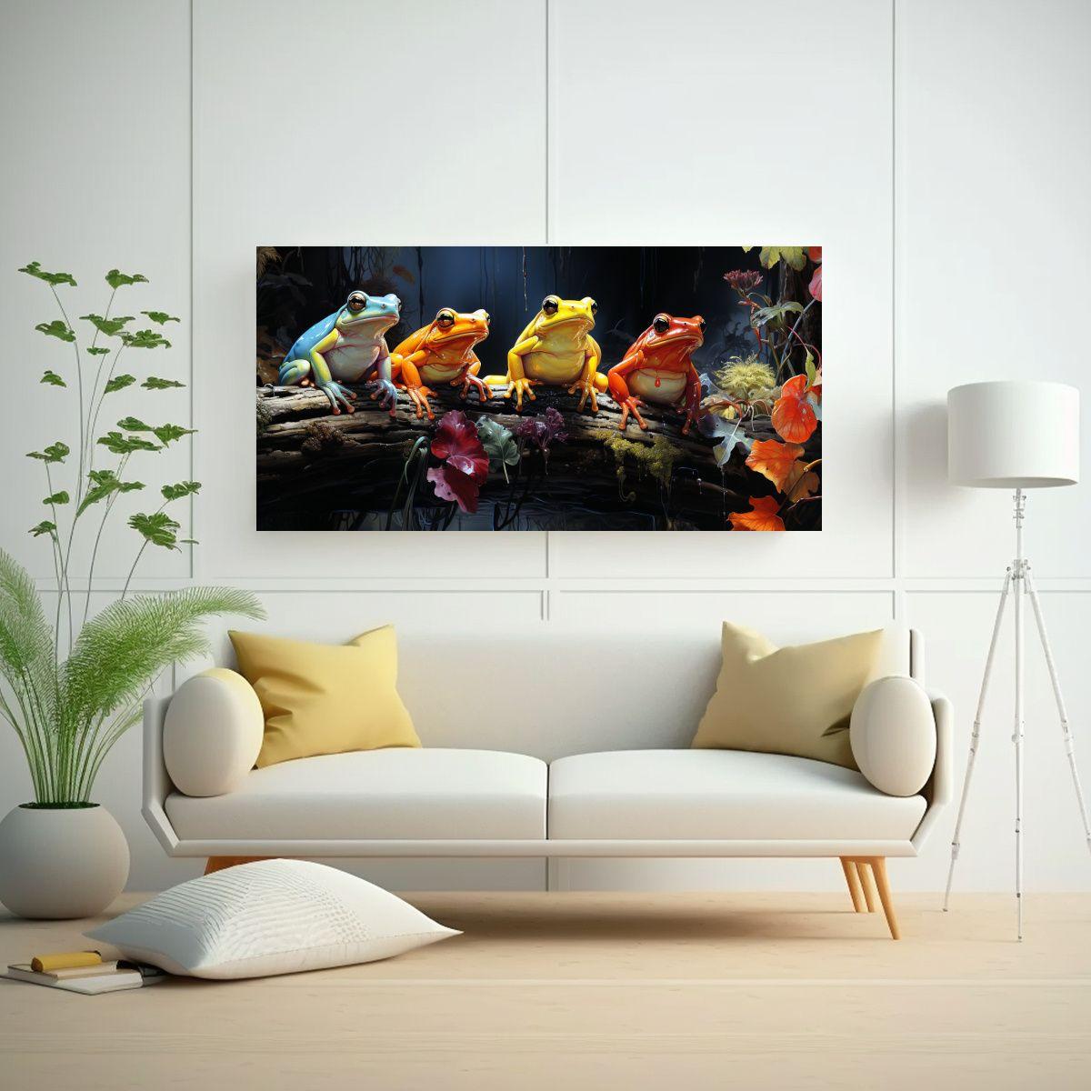 Pintura Al Estilo óleo Colorida Estilo Rana Y Sap 140x70cm-2