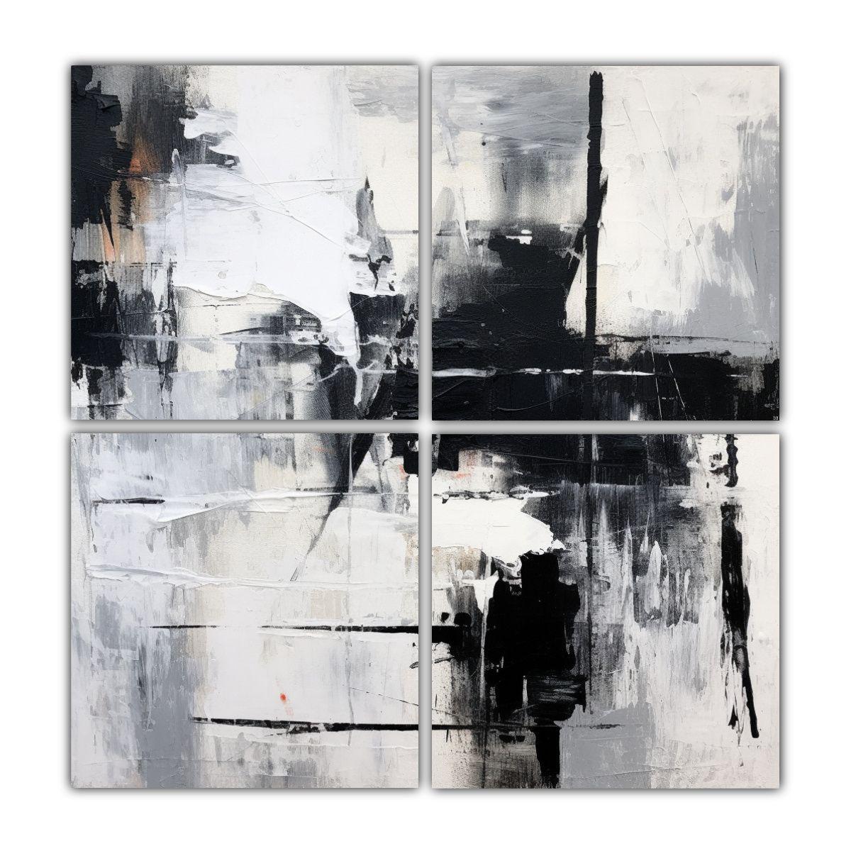 Cuadro Abstracto En Blanco Y Negro, Temática 40x40 Cm-0