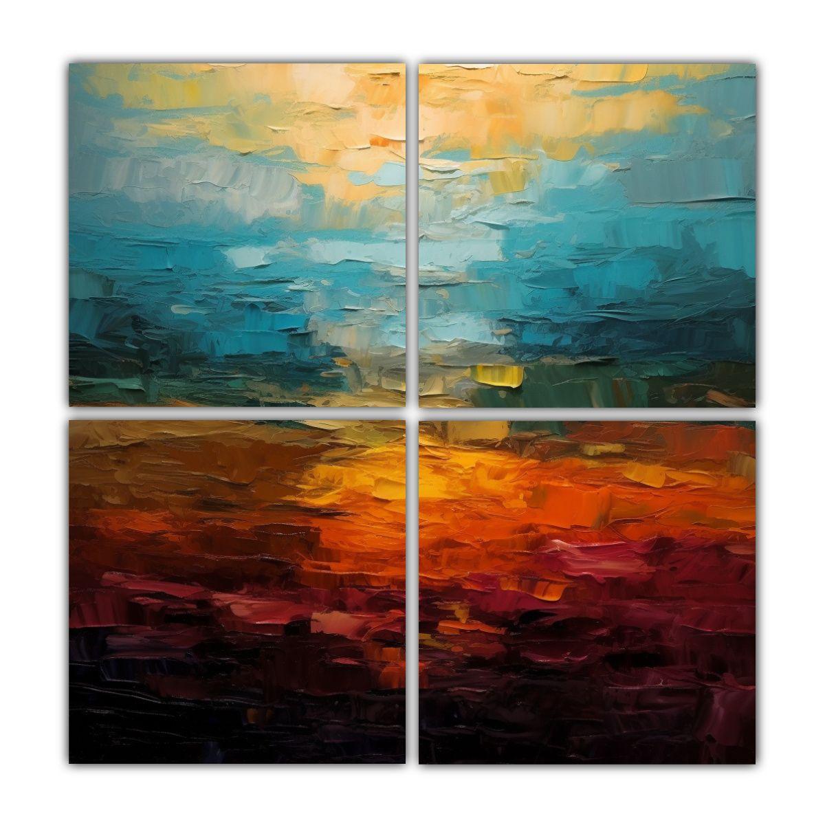 Cuatro Lienzos Alta Calidad Campos Multicapa 180x180 Cm-0