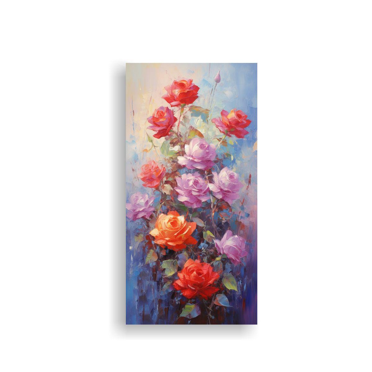 Pintura En Lienzo De Rosas En Colores Vibrantes 50x100cm-0