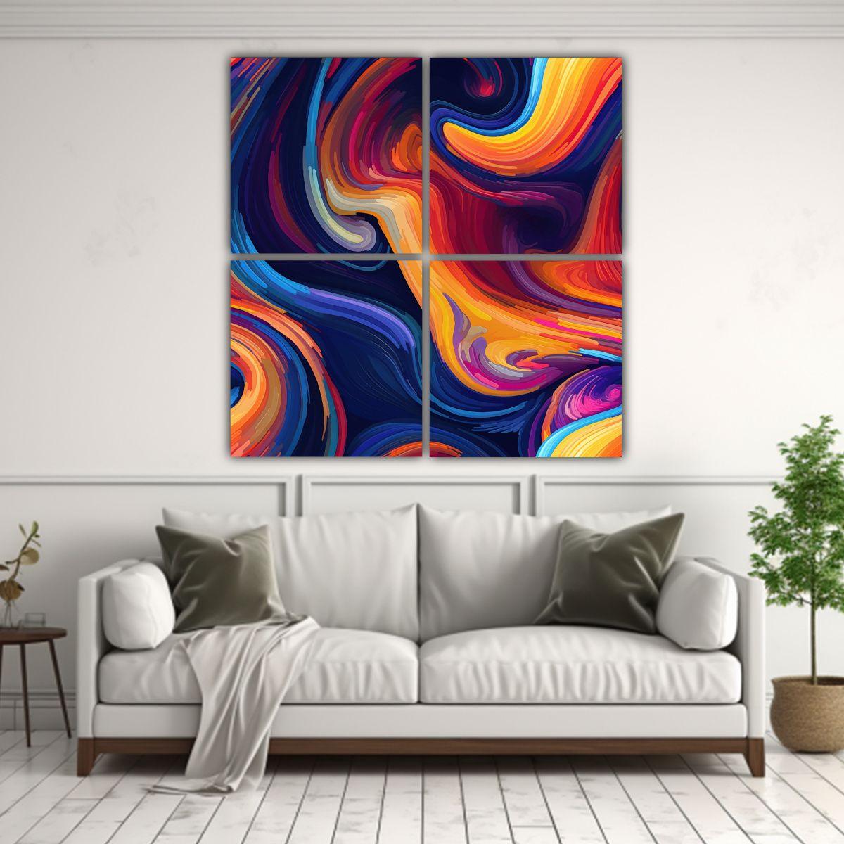 Cuadros Abstractos Multicolores Para El Comedor 60x60 Cm-2