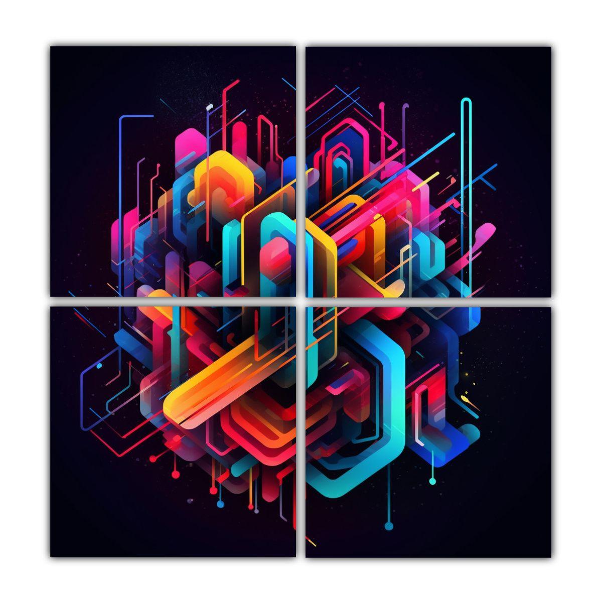 Cuadros Abstractos Para Oficina: Composiciones 40x40 Cm-0